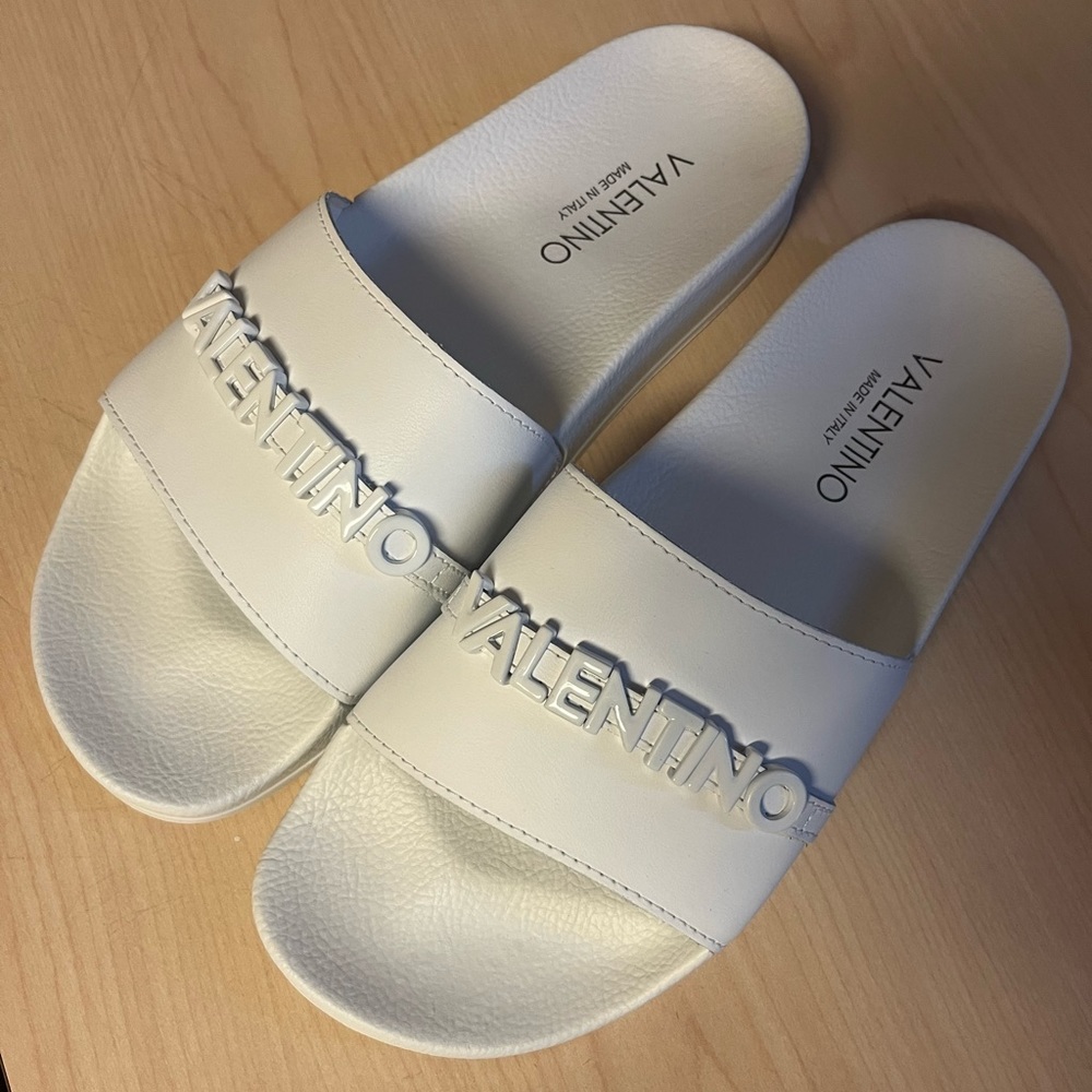 White Valentino Slides Size 10